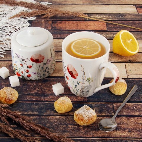 CUKIERNICZKA PORCELANOWA CUKIERNICA POJEMNIK NA CUKIER BIAŁA MAKI 320 ML ORION 155405