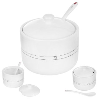 CUKIERNICZKA Z ŁYŻECZKĄ CERAMICZNA BIAŁA CUKIERNICA POJEMNIK NA CUKIER SERCE 300 ML ORION 155401