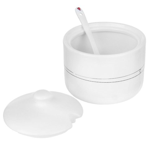 CUKIERNICZKA Z ŁYŻECZKĄ CERAMICZNA BIAŁA CUKIERNICA POJEMNIK NA CUKIER SERCE 300 ML ORION 155401