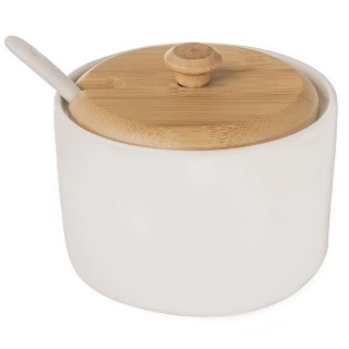 CUKIERNICZKA Z ŁYŻECZKĄ PORCELANOWA BIAŁA CUKIERNICA POJEMNIK NA CUKIER WHITELINE 240 ML ORION 126714