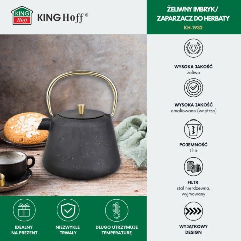 CZAJNICZEK ŻELIWNY ZAPARZACZ DO HERBATY KAWY 1.0L KINGHOFF KH-1932