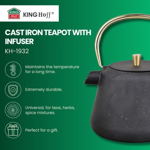 CZAJNICZEK ŻELIWNY ZAPARZACZ DO HERBATY KAWY 1.0L KINGHOFF KH-1932