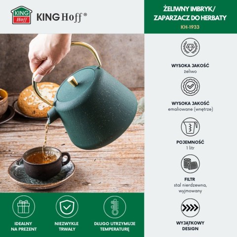 CZAJNICZEK ŻELIWNY ZAPARZACZ DO HERBATY KAWY 1.0L KINGHOFF KH-1933