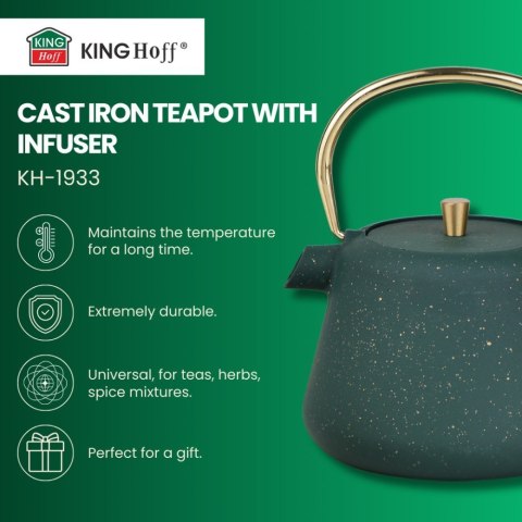 CZAJNICZEK ŻELIWNY ZAPARZACZ DO HERBATY KAWY 1.0L KINGHOFF KH-1933