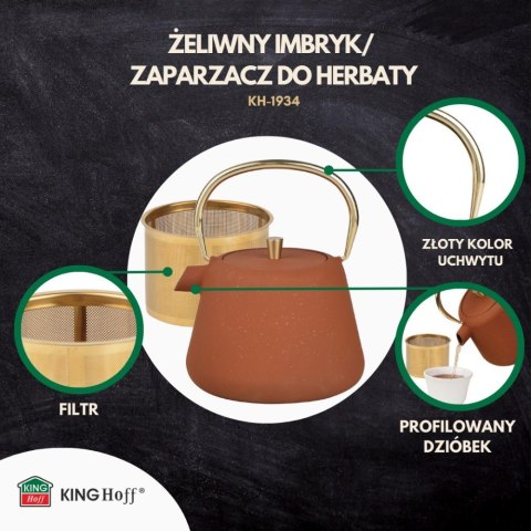CZAJNICZEK ŻELIWNY ZAPARZACZ DO HERBATY KAWY 1.0L KINGHOFF KH-1934