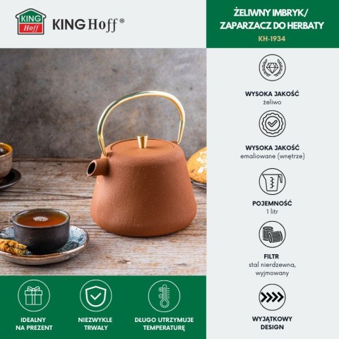 CZAJNICZEK ŻELIWNY ZAPARZACZ DO HERBATY KAWY 1.0L KINGHOFF KH-1934