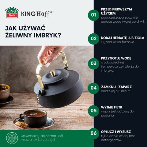 CZAJNICZEK ŻELIWNY ZAPARZACZ DO HERBATY KAWY 1.0L KINGHOFF KH-1935