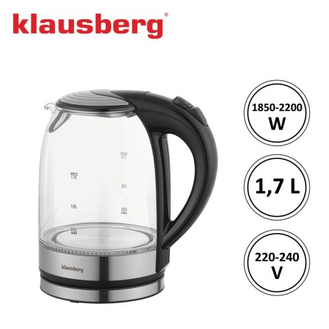 CZAJNIK ELEKTRYCZNY SZKLANY 1.7L KLAUSBERG KB-7886