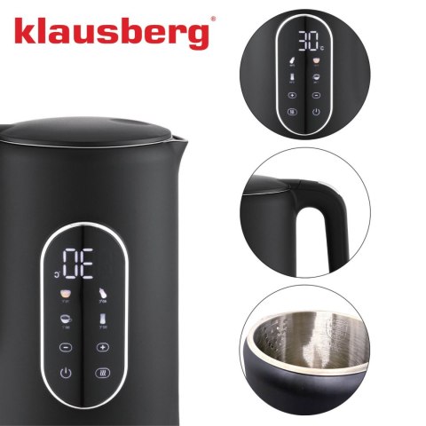 CZAJNIK ELEKTRYCZNY Z REGULACJĄ TEMPERATURY 1.7L BEZPRZEWODOWY CZARNY KLAUSBERG KB-7891