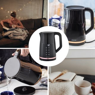 CZAJNIK ELEKTRYCZNY Z REGULACJĄ TEMPERATURY 1.7L BEZPRZEWODOWY CZARNY KLAUSBERG KB-7896