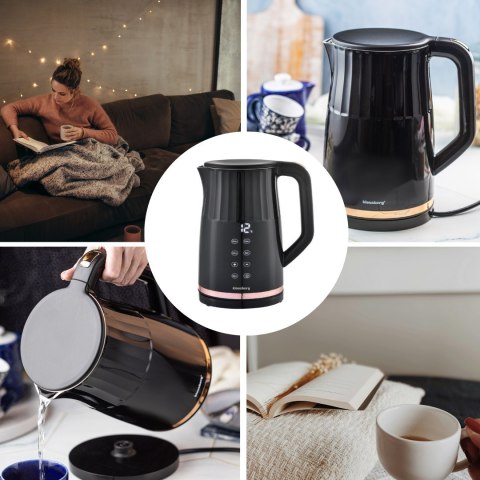 CZAJNIK ELEKTRYCZNY Z REGULACJĄ TEMPERATURY 1.7L BEZPRZEWODOWY CZARNY KLAUSBERG KB-7896