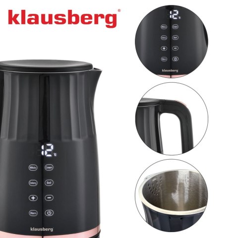 CZAJNIK ELEKTRYCZNY Z REGULACJĄ TEMPERATURY 1.7L BEZPRZEWODOWY CZARNY KLAUSBERG KB-7896