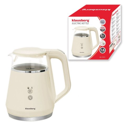 CZAJNIK ELEKTRYCZNY Z REGULACJĄ TEMPERATURY MAŁY 1.0L BEZPRZEWODOWY KREMOWY KLAUSBERG KB-7893