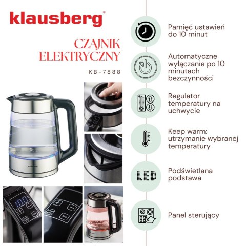 CZAJNIK ELEKTRYCZNY Z REGULACJĄ TEMPERATURY SZKLANY 1.7L KLAUSBERG KB-7888