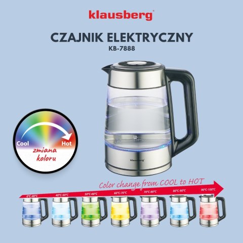 CZAJNIK ELEKTRYCZNY Z REGULACJĄ TEMPERATURY SZKLANY 1.7L KLAUSBERG KB-7888