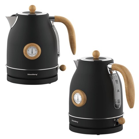 CZAJNIK ELEKTRYCZNY Z TERMOMETREM STAL NIERDZEWNA 1.7L 2200W KLAUSBERG KB-7907 CZARNY