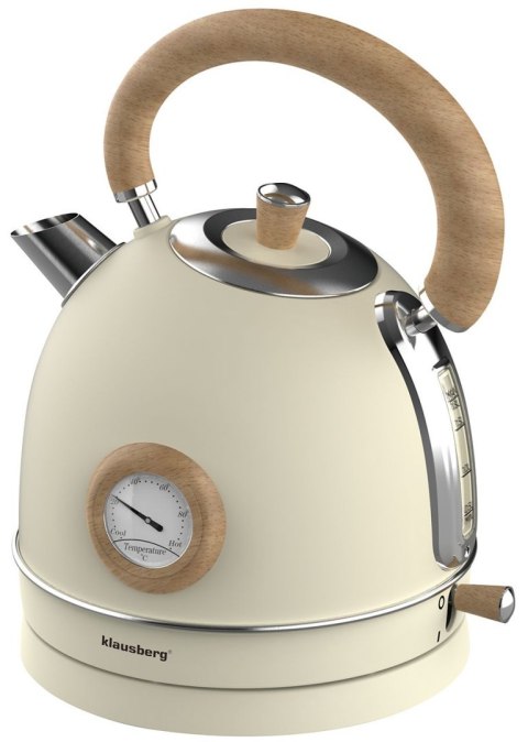 CZAJNIK ELEKTRYCZNY Z TERMOMETREM STAL NIERDZEWNA 1.8L 2200W KLAUSBERG KB-7905 BEŻOWY