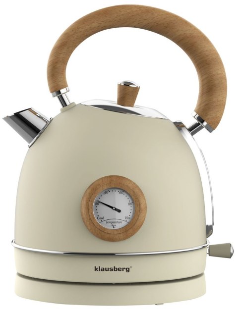 CZAJNIK ELEKTRYCZNY Z TERMOMETREM STAL NIERDZEWNA 1.8L 2200W KLAUSBERG KB-7905 BEŻOWY