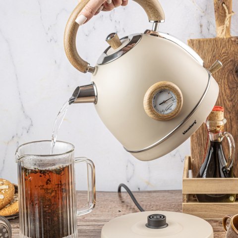 CZAJNIK ELEKTRYCZNY Z TERMOMETREM STAL NIERDZEWNA 1.8L 2200W KLAUSBERG KB-7905 BEŻOWY