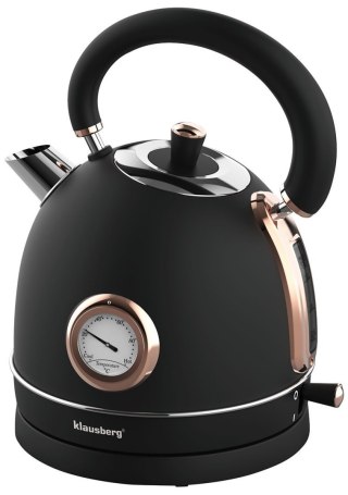 CZAJNIK ELEKTRYCZNY Z TERMOMETREM STAL NIERDZEWNA 1.8L 2200W KLAUSBERG KB-7905 CZARNY/ROSE GOLD
