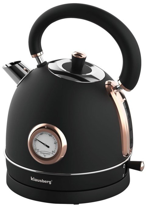 CZAJNIK ELEKTRYCZNY Z TERMOMETREM STAL NIERDZEWNA 1.8L 2200W KLAUSBERG KB-7905 CZARNY/ROSE GOLD
