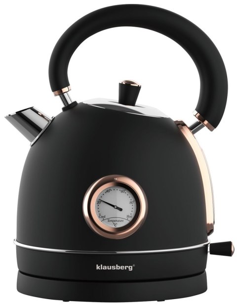 CZAJNIK ELEKTRYCZNY Z TERMOMETREM STAL NIERDZEWNA 1.8L 2200W KLAUSBERG KB-7905 CZARNY/ROSE GOLD