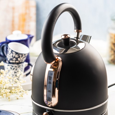 CZAJNIK ELEKTRYCZNY Z TERMOMETREM STAL NIERDZEWNA 1.8L 2200W KLAUSBERG KB-7905 CZARNY/ROSE GOLD