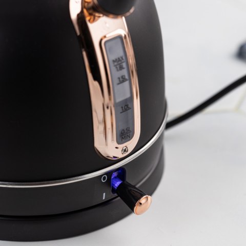 CZAJNIK ELEKTRYCZNY Z TERMOMETREM STAL NIERDZEWNA 1.8L 2200W KLAUSBERG KB-7905 CZARNY/ROSE GOLD