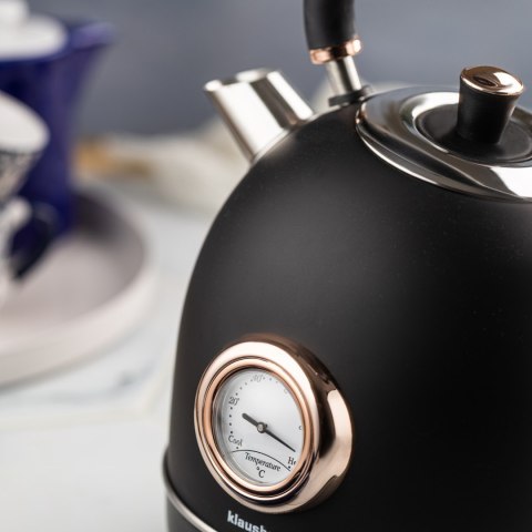 CZAJNIK ELEKTRYCZNY Z TERMOMETREM STAL NIERDZEWNA 1.8L 2200W KLAUSBERG KB-7905 CZARNY/ROSE GOLD
