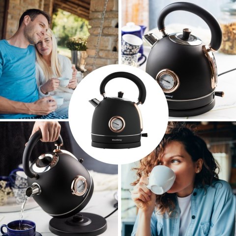 CZAJNIK ELEKTRYCZNY Z TERMOMETREM STAL NIERDZEWNA 1.8L 2200W KLAUSBERG KB-7905 CZARNY/ROSE GOLD