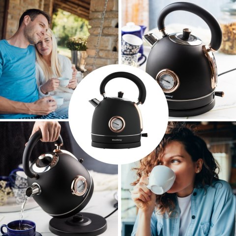 CZAJNIK ELEKTRYCZNY Z TERMOMETREM STAL NIERDZEWNA 1.8L 2200W KLAUSBERG KB-7905 CZARNY/ROSE GOLD