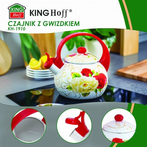 CZAJNIK EMALIOWANY 2.0L EMALIA NA INDUKCJĘ GAZ KINGHOFF ROSES KH-1910