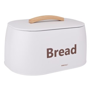 Chlebak stalowy, drewniany uchwyt, 34x24x18,5cm, biały, KINGHOFF KH-1947