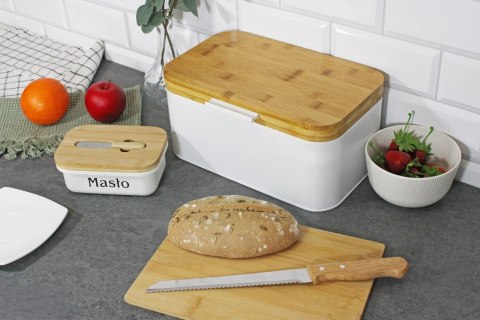 Chlebak stalowy mały pojemnik na pieczywo chleb 30x18x14cm biały BRUNBESTE BB-4260