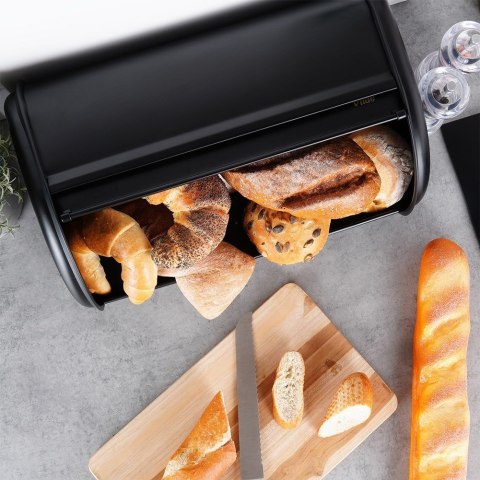 Chlebak stalowy pojemnik na pieczywo chleb bułki czarny 43x27.5x18.5cm VILDE 259616