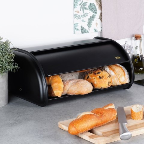 Chlebak stalowy pojemnik na pieczywo chleb bułki czarny 43x27.5x18.5cm VILDE 259616