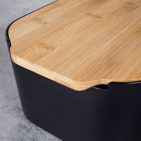 Chlebak z deską do krojenia bambusową czarny 33x18.5x12cm VILDE 259301
