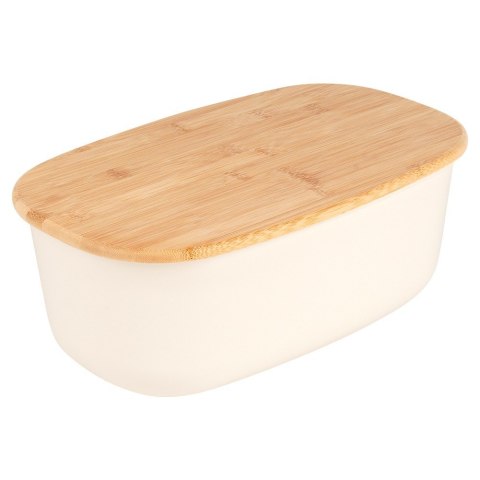 Chlebak z deską do krojenia bambusową kremowy 39x23.5x15.5cm VILDE 259178