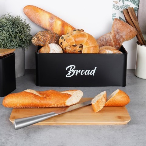 Chlebak z pojemnikami na herbatę kawę cukier metalowy czarny 4-ele VILDE 259627