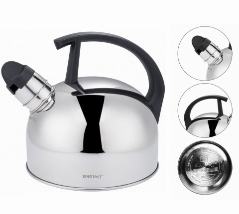 CZAJNIK STALOWY 1.5L BŁYSZCZĄCY SREBRNY KINGHOFF KH-1896