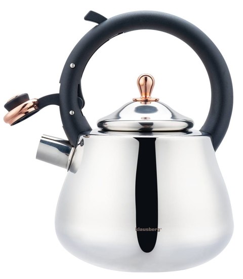 CZAJNIK STALOWY NA GAZ 2.8L INDUKCJA TRADYCYJNY KLAUSBERG KB-7776 SREBRNY BŁYSZCZĄCY