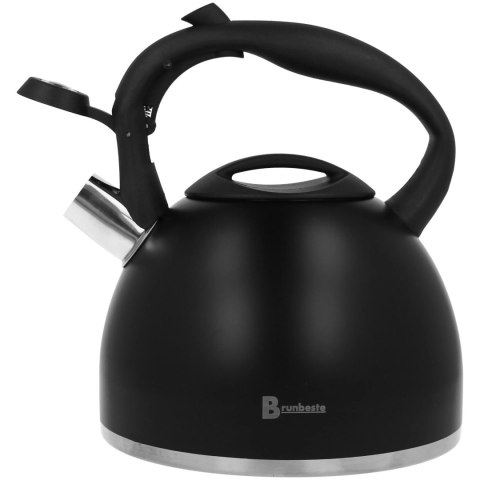 Czajnik na gaz stalowy z gwizdkiem indukcja 2.7L czarny matowy BRUNBESTE BB-2442