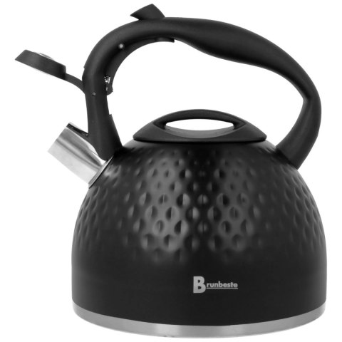 Czajnik na gaz stalowy z gwizdkiem indukcja 2.7L czarny matowy diament BRUNBESTE BB-2468