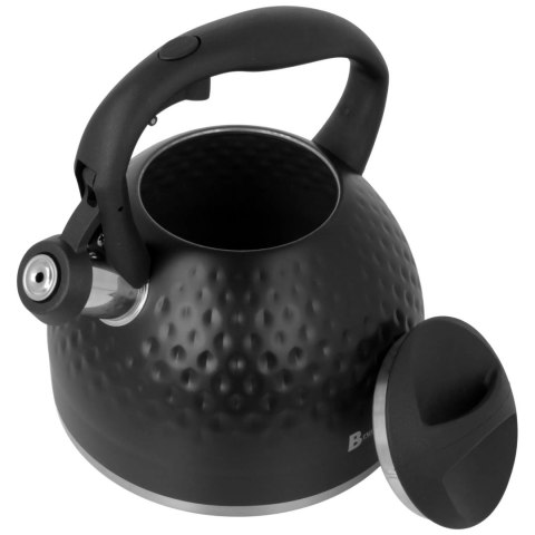 Czajnik na gaz stalowy z gwizdkiem indukcja 2.7L czarny matowy diament BRUNBESTE BB-2468