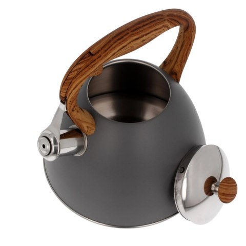 Czajnik stalowy z gwizdkiem gaz indukcja DUŻY 3L szary matowy BRUNBESTE BB-2363