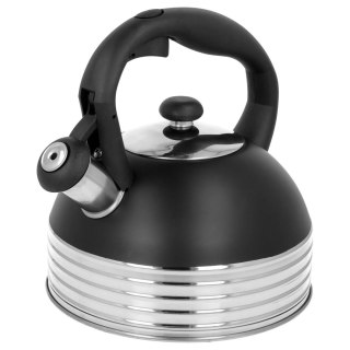 Czajnik stalowy z gwizdkiem na gaz indukcję 2.5L czarny matowy BRUNBESTE BB-2475