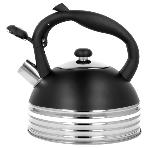Czajnik stalowy z gwizdkiem na gaz indukcję 2.5L czarny matowy BRUNBESTE BB-2475