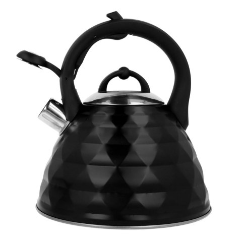 Czajnik stalowy z gwizdkiem tradycyjny gaz indukcja DUŻY 3L czarny diamond BRUNBESTE BB-2371