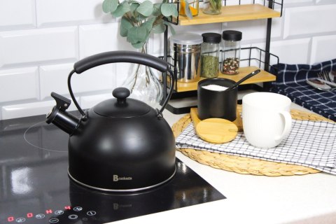 Czajnik stalowy z gwizdkiem tradycyjny indukcja 2.2L czarny matowy BRUNBESTE BB-2462