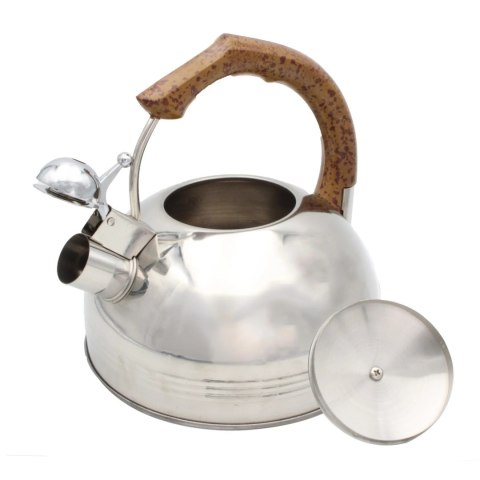 Czajnik stalowy z gwizdkiem tradycyjny indukcja 2.5L drewniany uchwyt BRUNBESTE BB-2270
